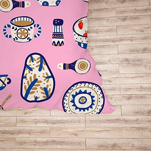 Housse de couette et taie d'oreiller rose ethnique parure de lit polyester CHEHONG