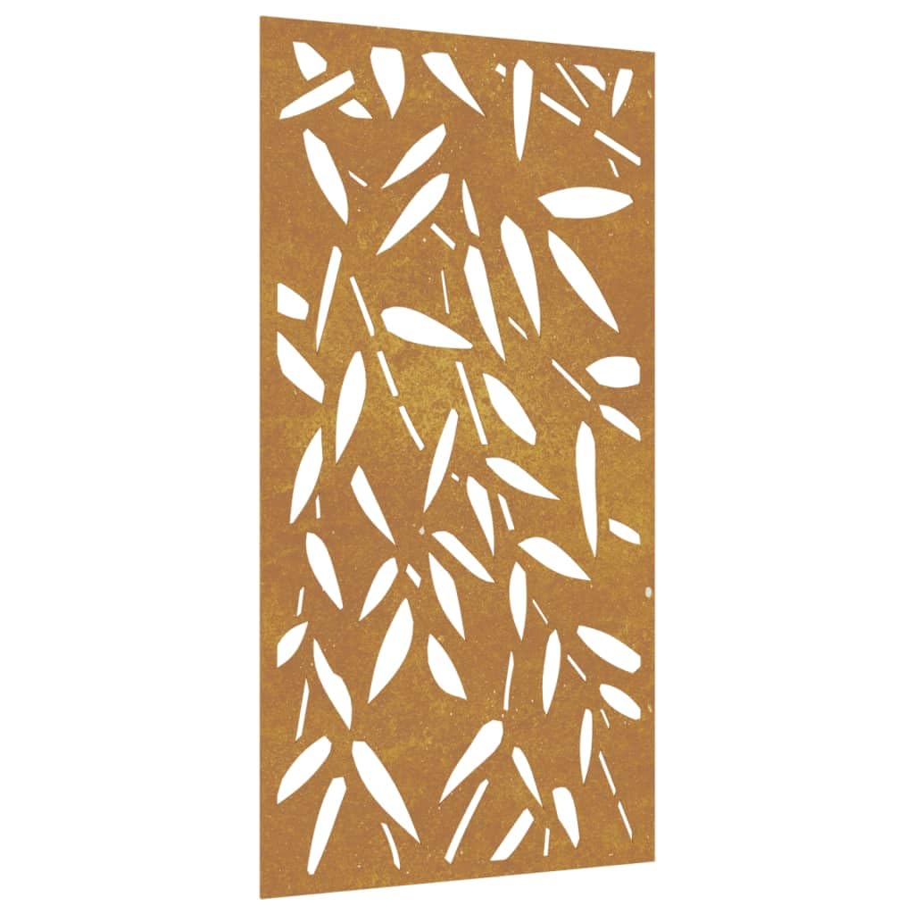 vidaXL Garden Wall Decoration - Corten Steel - Bamboo Leaf Design - 105x55cm - Brown
