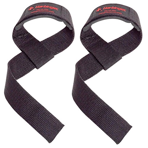 By Harbinger Padded Cotton Lifting Straps with NeoTek Cushioned Wrist Contains Pair (Black)