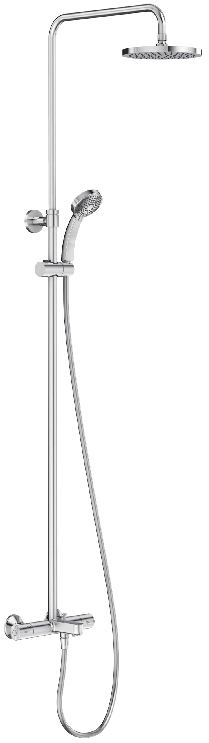 JACOB DELAFON Columna termostática de baño-ducha Cabezal redondo efecto lluvia Ducha de mano con 4 funciones Altura ajustable JULY E99741-CP