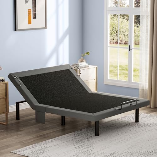 Image of Queen Adjustable Bed Frame with Adjustable Legs, Electric Bed Base Frame with Wireless Remote, 3 Retainer Bars, Zero Gravity & Anti-Snore