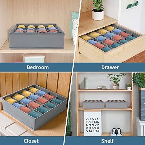 Joyoldelf Sock Drawer Organizer Divider Underwear Organizer 16-Cell Fabric Dresser Drawer Organizers Storage Boxes For Socks Lingerie, Handkerchiefs, Ties (Grey) #TOP3