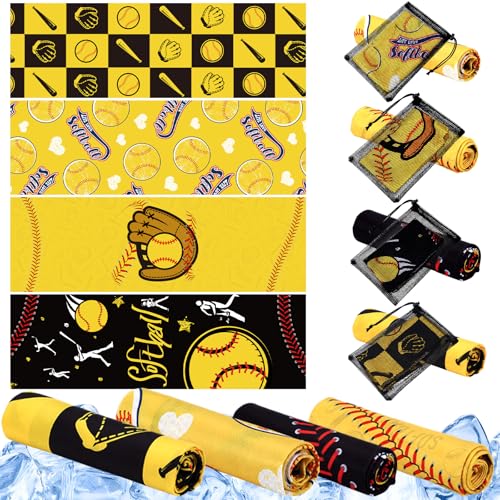 Peryiter 20 Pcs Softball Towel 40 x 12 Inch Breathable Ice Towel with Storage Bag Quick Dry Microfiber Softball Team Gift Fitness Camping Gym Running Sports Men Women Coach Gift