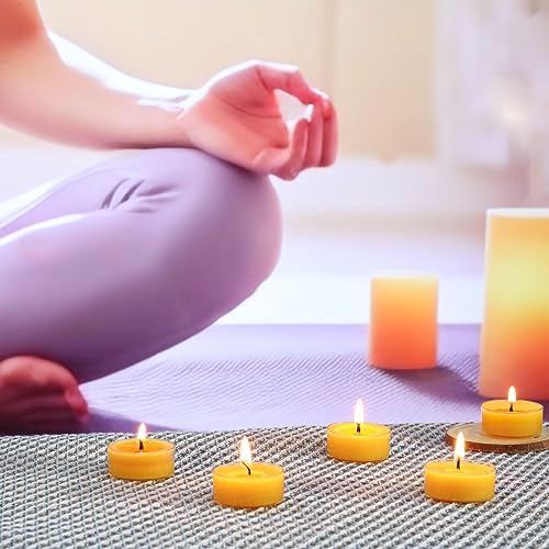 Capaniel CA-BEETL-36PCS 36 Packs Beeswax Tealight Candles- 4 Hour Burn Time Pure Beeswax Candles- Burn Evenly And Clean- Beeswax Candles Bulk Smokeless Beeswax Tea Lights thumb #5