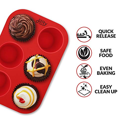 2 Pack Deep & Large Muffin Tray, 6 Cup Silicone Cupcake Moulds, Cupcake Tray, Muffin Cases, Yorkshire Pudding Tray - Image 3