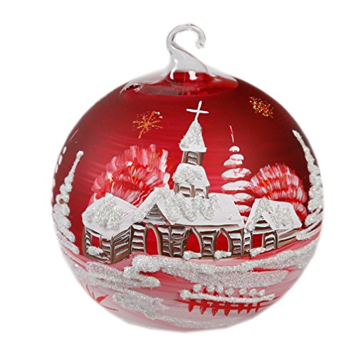 Glaskugel Windlicht Windlichtkugel mundgeblasen handbemalt rot 15 cm