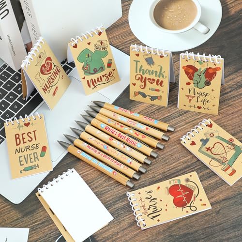 Image of HOWAF Nurses Week Gifts Bulk 2025 Nurse Pens Nurse Notebook Set, Thank You Nurses Gift Notepads Ballpoint Pens Bulk for Nurse Day Gifts Supplies RN Themed Gifts Nursing Grad Gifts