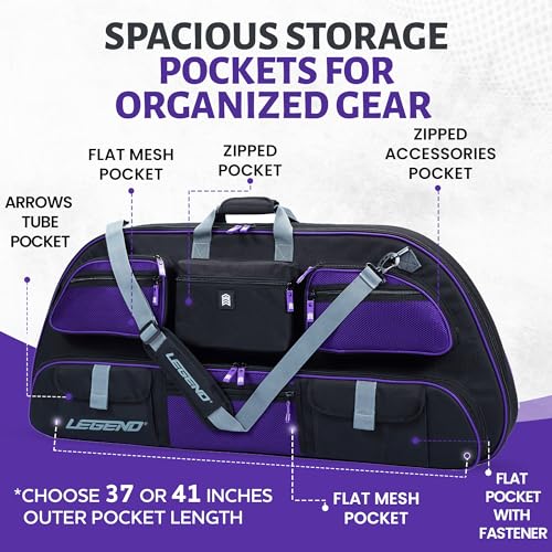 Image of LEGEND Apollo Soft Bow Case - Compound Bow Case with Multiple Storage & Foam Padding, Lightweight Bow and Arrow Case for Archery Accessories, Bow Bag with Arrow Tube Pocket - 40 inch & 44 inch