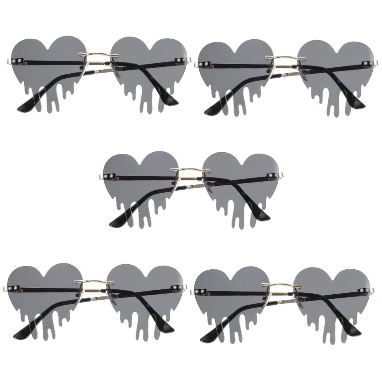SHERCHPRY 5pezzi Occhiali Da Sole Forma Di Cuore Per Feste Accessori Colorati Dripping Per Donne Occhiali Cool Per Festival e Occasioni Speciali