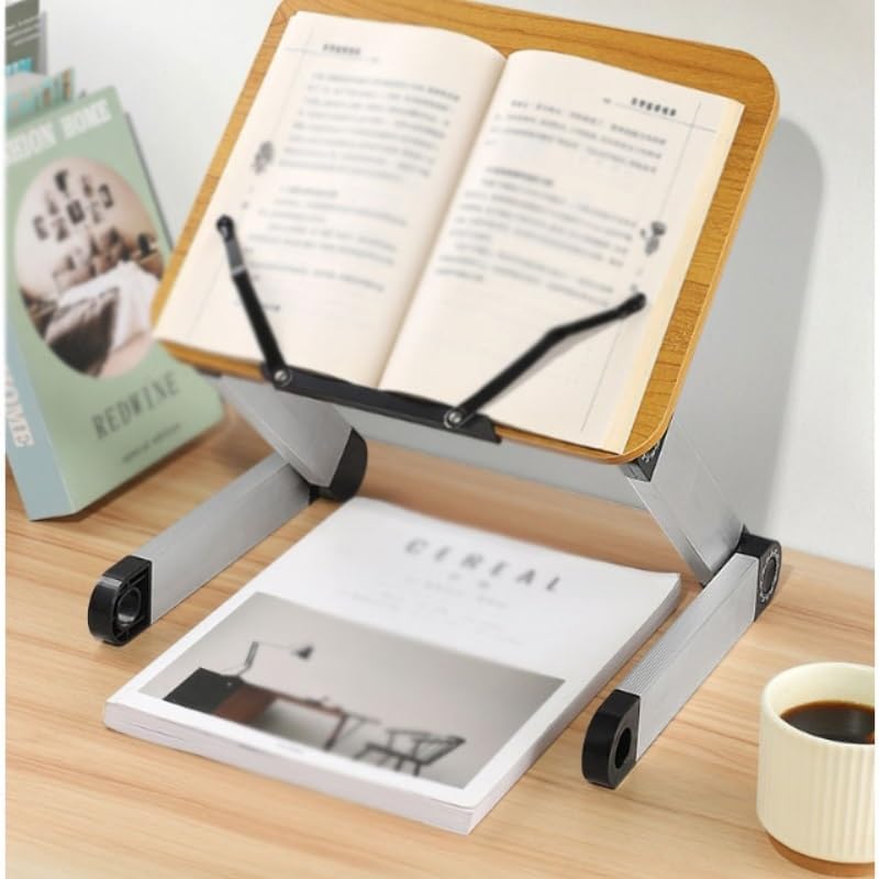 Wood Book Stand Aluminum Alloy Reading Rack Folding Holder
