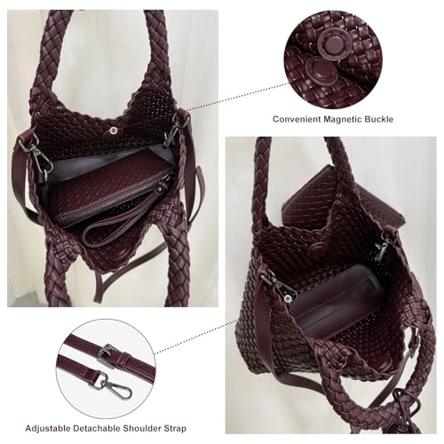 Women's Handmade Pure Leather Woven Tote Bag - Crossbody Shoulder Clutch Mother Bag4