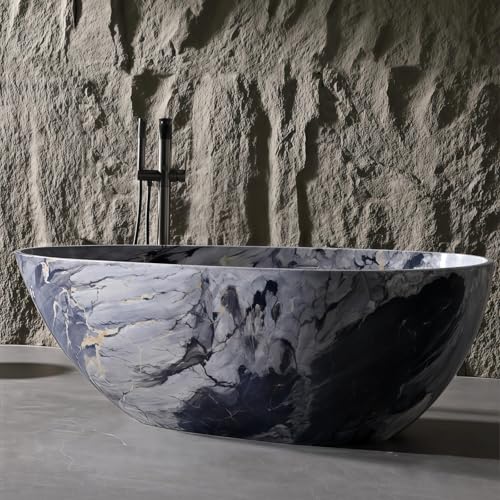 72" Edeyeu Freestanding Bathtub - Cast Stone Solid Surface Soaking