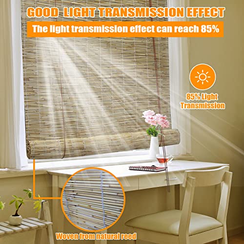 Traglo Outdoor Natural Reed Roll Up Window Blind Bamboo Roll Up Roman Roller Blinds Porch Blackout Roller Blinds Vintage Reed Blinds With Lift Reed Roller Blind Privacy Protection #TOP2