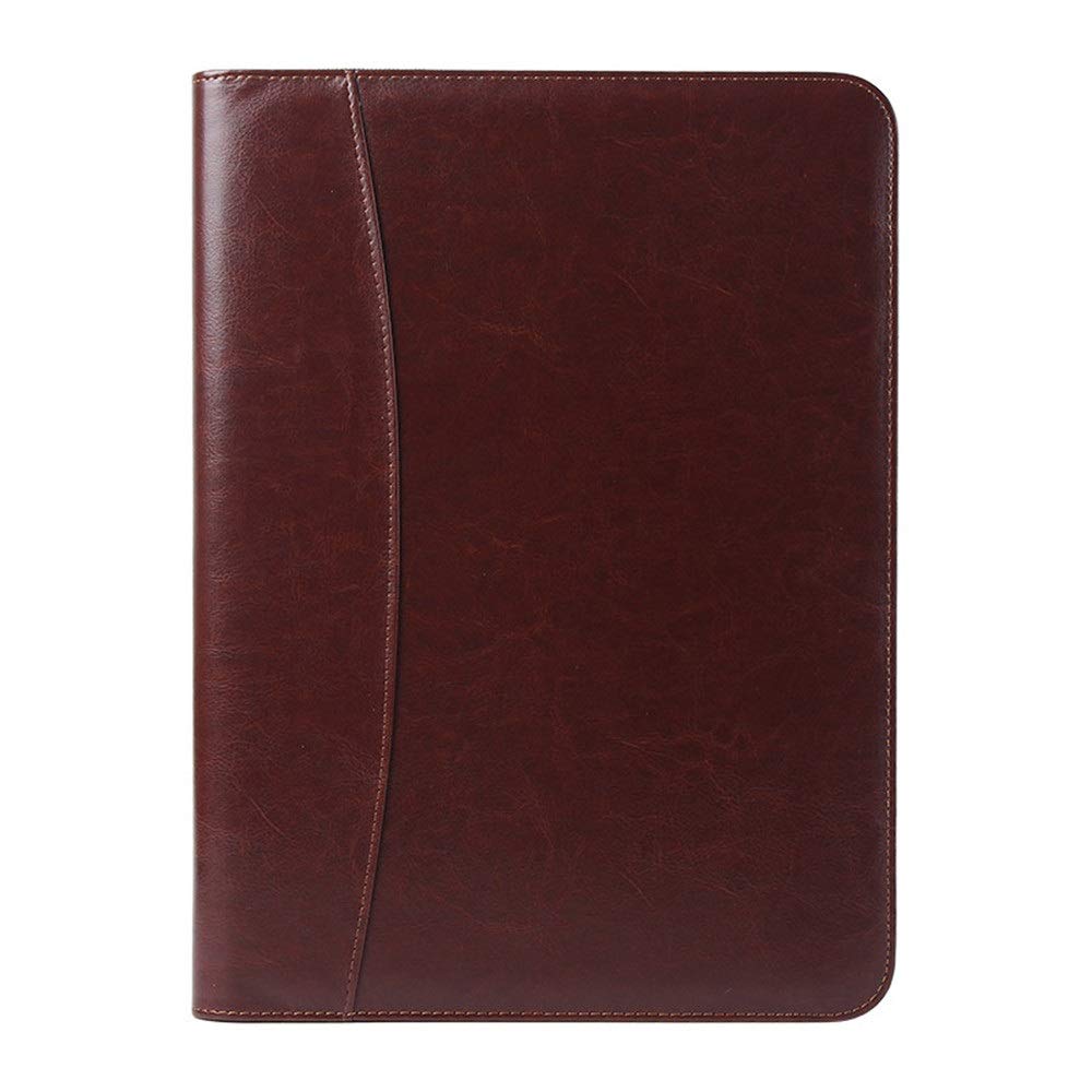 Folder konferencyjny, skórzany segregator, biznesowy, dla mężczyzn i kobiet, biznesowa torba na dokumenty (brązowy, 32,5 x 24,5 cm)