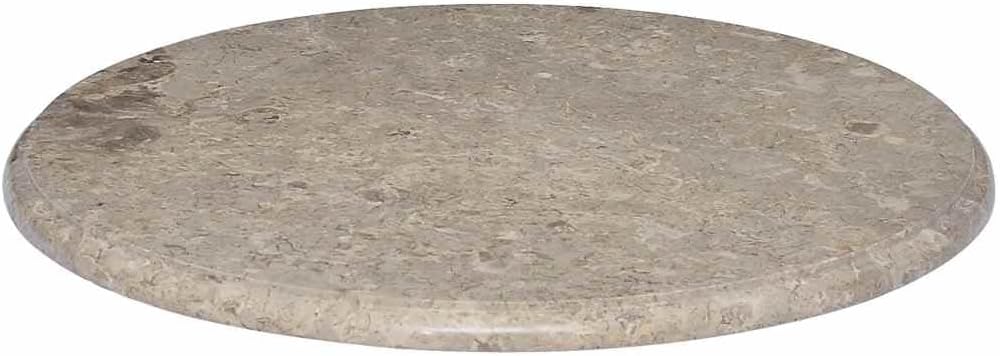 Gray Marble Round Table Top 23.6 inch Dining or Coffee Solid Stone Surface for Indoor Outdoor Patio Modern Design Natural Swirl Finish