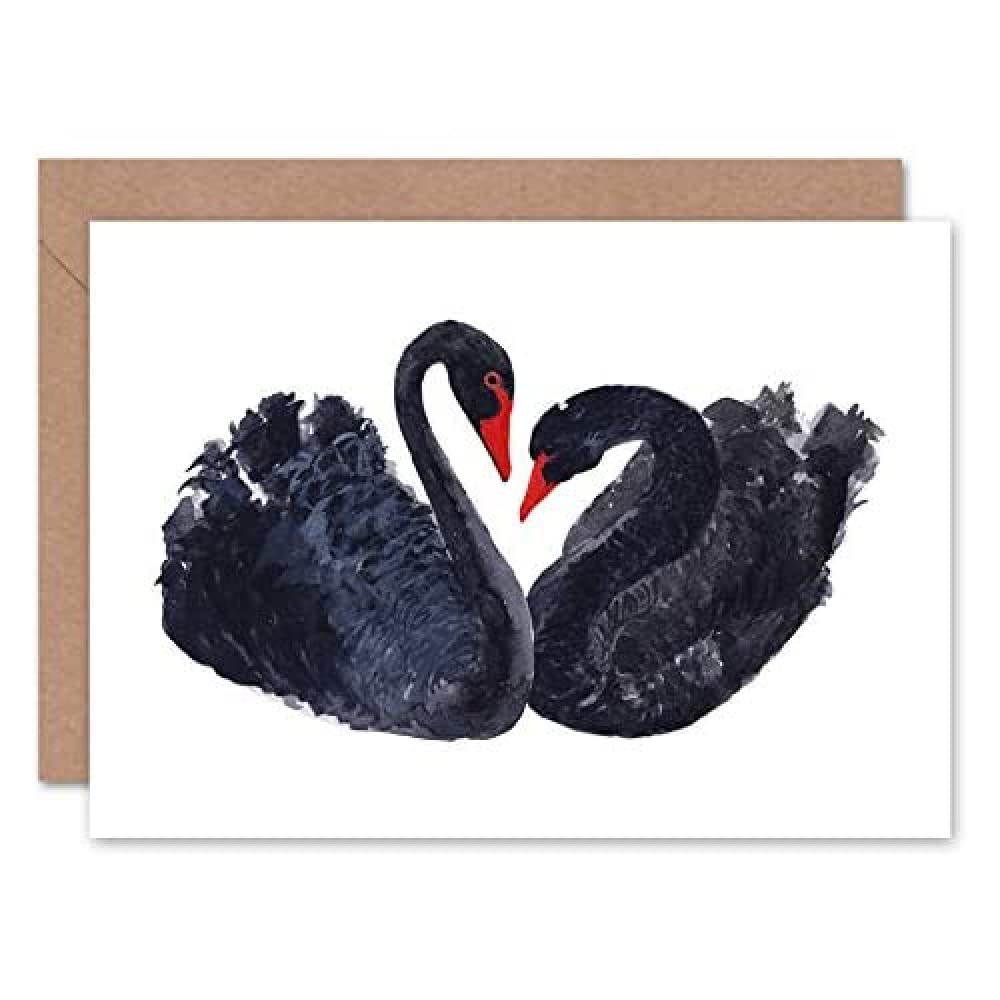 Black Swans Painting Card With Envelope