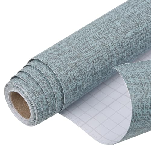Arthome vinilo adhesivo muebles 40cmx3m Texturizado Grasscloth Papel Pintado,Autoadhesivo Removible Contacto Papel Adhesivo para Dormitorio Estar Armario,Revestimiento mural adhesivo(Azul）