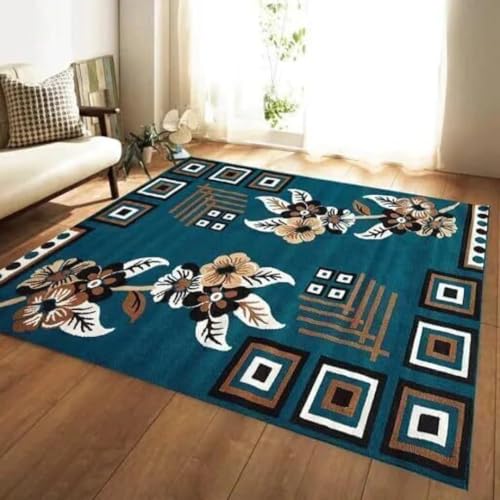 Image of GULDASTA Winter Safe Floral Soft Carpet 4x5 Feet Anti-Slip Compact Living Room Bedroom Area Rug Multi Color Home Decor