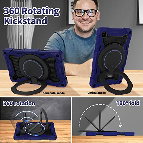 ROISKIN for Galaxy Tab A7 Lite Case 8.7 Inch 2021 for Kids,Heavy Duty Shockproof Cover with Screen Protector & Rotating Stand & Shoulder Strap & Pencil Holder,Blue - Image 3
