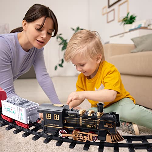Onthego Christmas Train Set,Train Toy Set Track Suspend Under/Around Xmas Tree,Electric Train Toy With Lights Sound Locomotive Santa Claus Cargo Car, Christmas Train For 3 4 5 6 7 8 Year Old Kids #TOP4