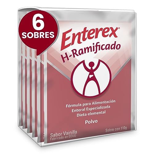 Enterex HRamificado Pack c/ 6 sobres de 110g, Fórmula para Alimentación Enteral Especializada, Dieta Elemental a base de Aminoácidos de Cadena Ramificada,...