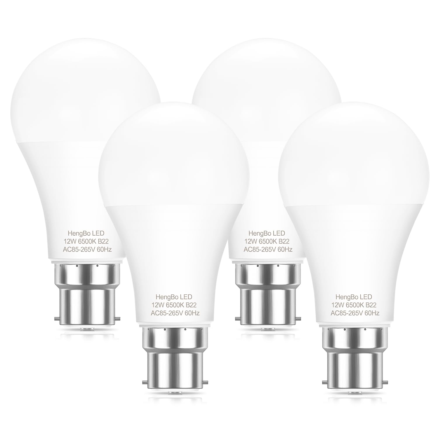 Bayonet Bulbs, 12W Equivalent 100W Halogen, 1200Lm, 6500K Daylight White 4-Pack