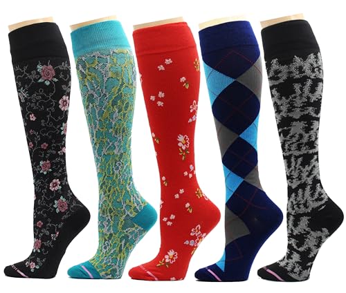 Image of Dr. Motion Compression Socks For Men & Women BEST Graduated Athletic Fit For Walking, Hiking, Running, Nurses 5 Pairs