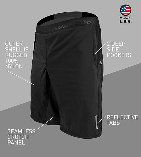 Miniatura 6 de AEROTECHDESIGNS Pantalones cortos MTB para hombre Carcasa para bicicleta de montaña y forro acolchado Fabricado en Estados Unidos
