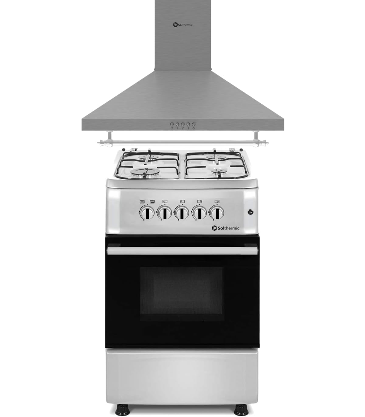 SOLTHERMIC COMBO PACK INOX COCINA GAS F5S40G2I + CAMPANA H60P INOX / 50 cm/gran capacidad de extraccion / **ALTA GAMA