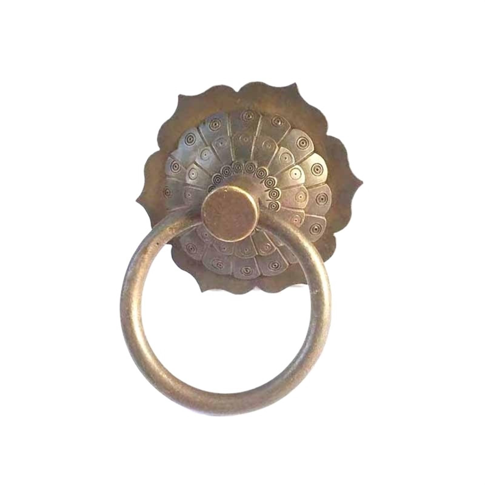 Wjiayao Bronze Door Knocker Door Knocker Antique Brass Door Knocker Bronze Round Ring Pull Handle Wood Glass Gate Knobs House Hardware