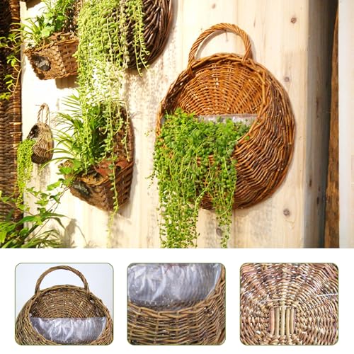 Panier en osier suspendu en rotin naturel tressé avec finitions soignées