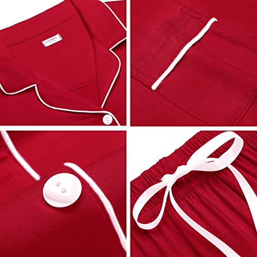 Image of SWOMOG Womens Button Down Pajamas Set Short Sleeve Sleepwear Bride Soft Pj Lounge Sets XS-3XL