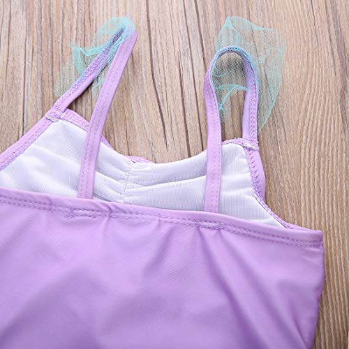 Toddler Girls Mermaid Sequined Swimsuit,Strap Tank Vest+Fish Scale Net Bottoms Shorts 2 Pcs Sun-wear Bikini Bathing Suit4