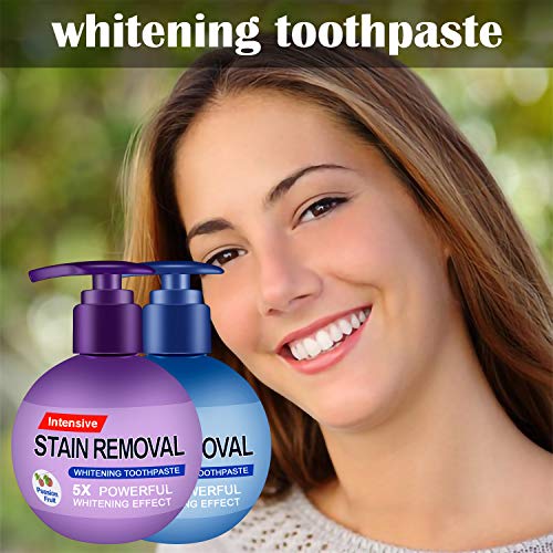 Baking Soda Whitening Toothpaste - Intensive Stain Remover Whitening Toothpaste Strengthening Stain Removal Toothpaste Whitening Removal Fluoride-Free Press Toothpaste (Passion Fruit) #TOP5