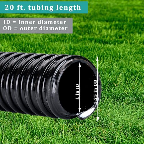 Image of Pond Tubing ID 1 inch x 50ft Black Corrugated Flexible Pump Hose
