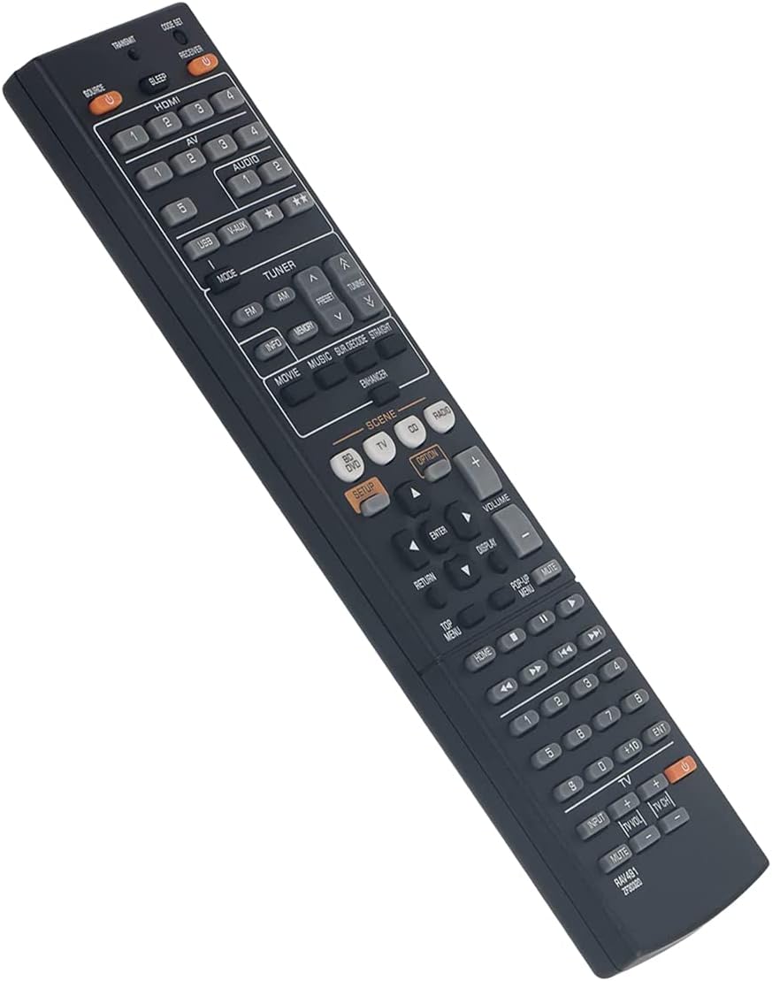 RAV491 Replacement Remote Control for Yamaha RAV494 HTR-4066 RX-V475 YHP-S101 YHT-599U YHT-699U YHT-799U YHT-899U RAV498 HTR-5066 RX-V575 HTR-3065 RX-V373 RX-V375 YHT-497 AV Receiver