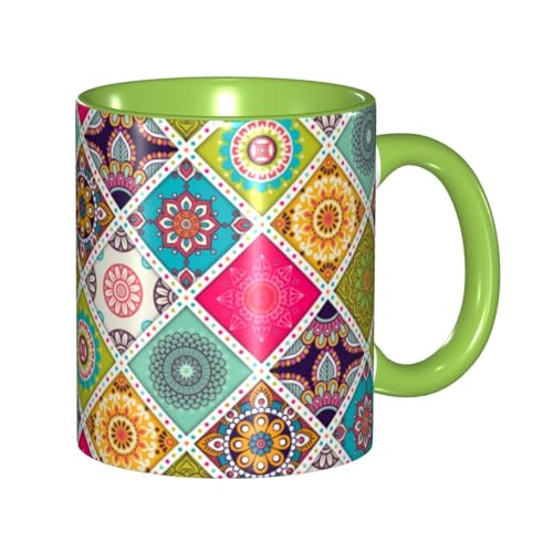 マグカップ エスニック柄 マンダラ柄 曼荼羅 コーヒーカップ 330ml 陶器 食器 おしゃれ 男女兼用 ミルクコップ コーヒー ティー オフィス 家庭用 誕生日 贈り物