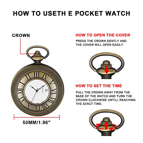 Image of Hollow Roman Digital Pocket Watch Cover for Men, Calendar Roman Dial Men's Pocket Watch with Chain
