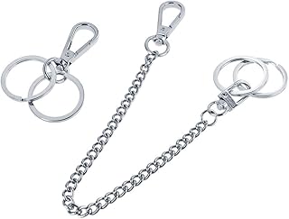Wobe Wallet Chain Pocket Keychain with Lobster Clasp 4pcs Key Rings for Trousers Silver