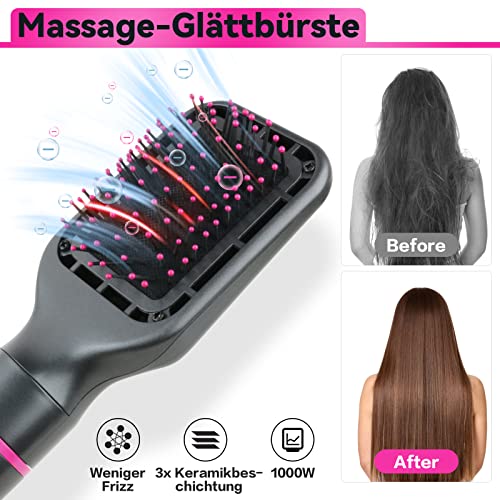 Foto von [5 in 1]WeChip Haartrockner Warmluftbürste, [Abnehmbar] Föhnbürste zum Trocknen, Volumisieren, Glätten, Locken, [Negative Ion] Heißluftbürste ​reduziert Frizz antistatisch,für alle Haartypen geeignet