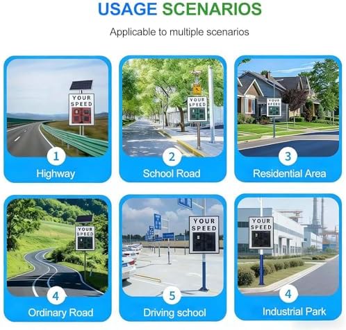 IP65 Waterproof Solar Speed Radar Sign | All Weather LED Traffic Display for Highways & City Streets | 600x900mm Speed Limit Indicator with Flashing Lights