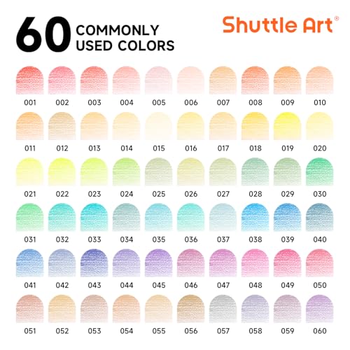Image of Shuttle Art Pastel Colouring Pencils Set, 60 Colouring Pencils, Pastel Pencils, Macaroon Colouring Pencils for Adults, Beginners for Painting, Colouring, Drawing, Wooden Pencils, Colouring Pencils for