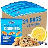 Cooper Street Italian Biscotti Cookies - Twice Baked Biscotti Style Cookie Biscuits in Delicious Blueberry Lemon Flavor | Crispy, Light and Healthy Cookies | Peanut & Dairy Free | 1.25 oz - 24 Pack