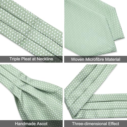 Image of DiBanGu Mens Silk Ascot Ties Paisley Jacquard Woven Cravat and Pocket Square Cufflinks with Lapel Pin for Business Wedding