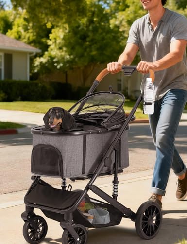 Dog Stroller for Small Medium Dogs Up to 60lbs - Grey