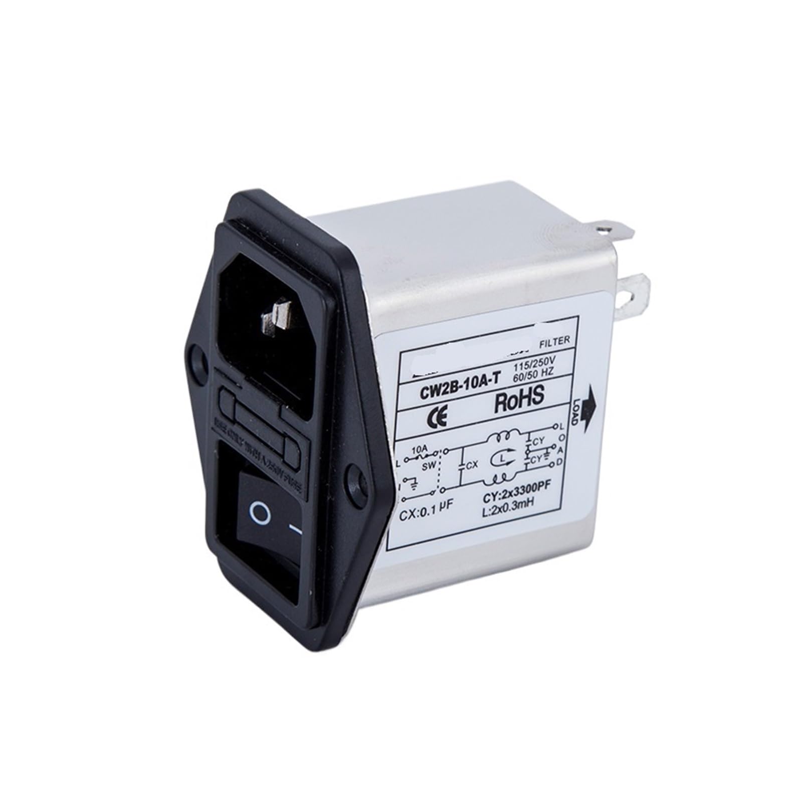 Filtre d'alimentation contre les parasites électriques CW2B-10A-T