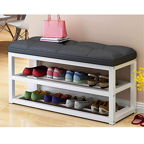 Nuokix Guardar espacio Zapatero zapatero simple multi-capa de hogar a prueba de polvo del zapato Gabinete de almacenamiento de hierro forjado Economía Asamblea moderno zapato banco (color: Negro) Util