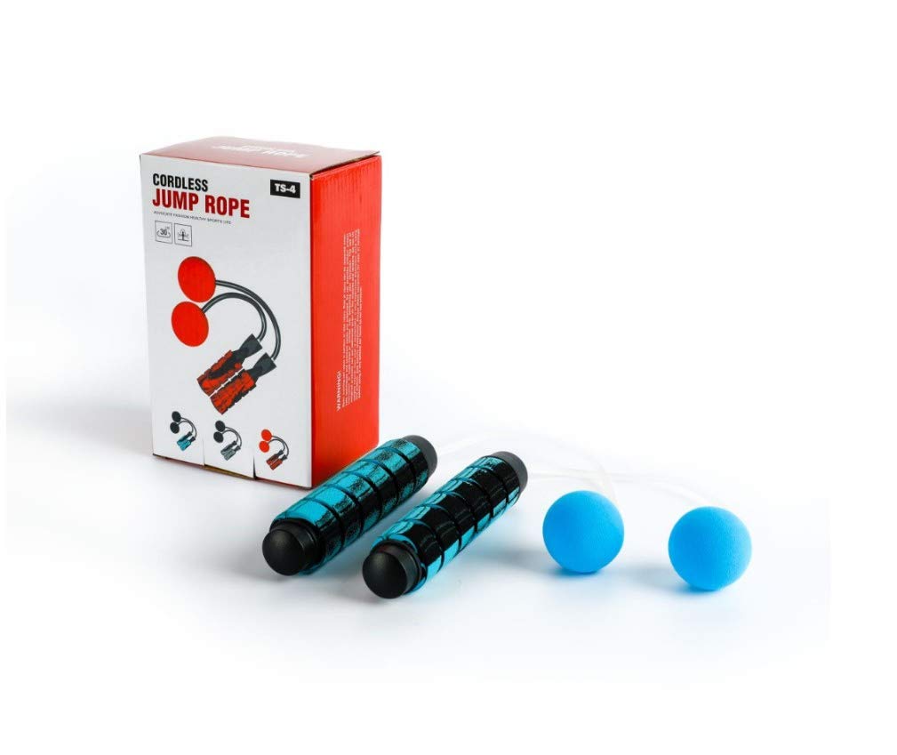 Ropeless Jump Rope and Exercise Resistance Band Set, At Home Workout Gym Equipment for Men and Women, Smooth Cordless Skipping Rope, Durable Elastic Stretch Band, Portable Travel Training Kit