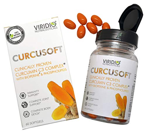 VIRIDIO CURCUSOFT- Organic Curcumin C3 Complex With Bioperine- For Knee Bone Health support,Complete joint Support Supplement & Body detox-Non-GMO for Men Women Old age seniors – 60 softgels Capsule 500mg VIRIDIO CURCUSOFT- Organic Curcumin C3 Complex With Bioperine- For Knee Bone Health support,Complete joint Support Supplement & Body detox-Non-GMO for Men Women Old age seniors – 60 softgels Capsule 500mg