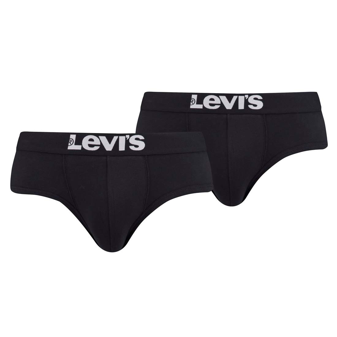 Levi's Men's Black (Jet Black 884) Solid Basic Brief 2P Boxer Shorts, S Uk